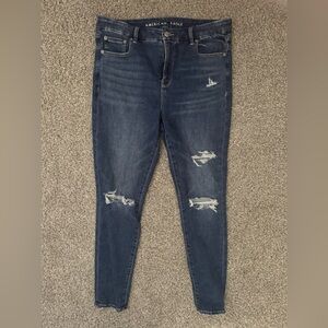 American Eagle Outfitters Women's High Rise Dark Blue Jeans